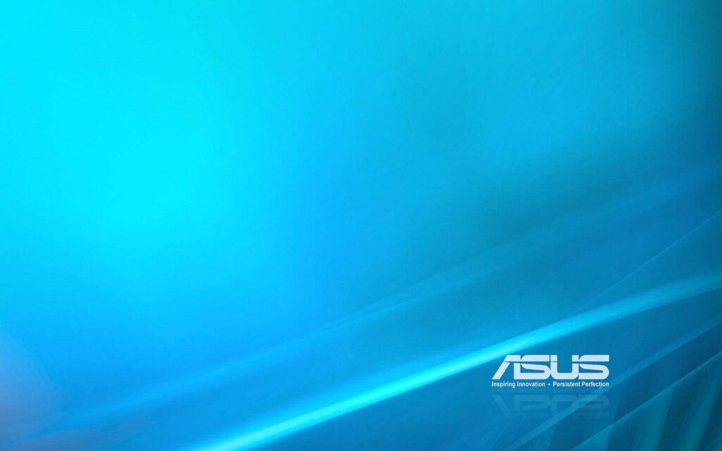ASUS wallpaper with blue gradient light streaks and logo conveying innovation and technology