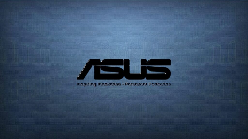 ASUS logo centered on blue digital circuitry background technology innovation wallpaper