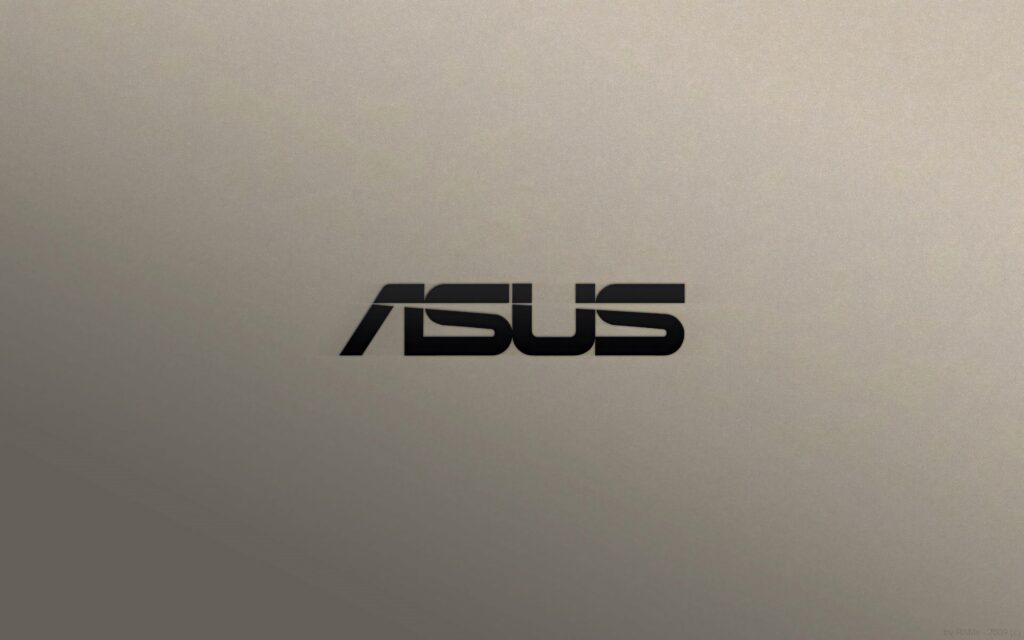 ASUS logo in black on smooth beige gradient background minimalist modern wallpaper design