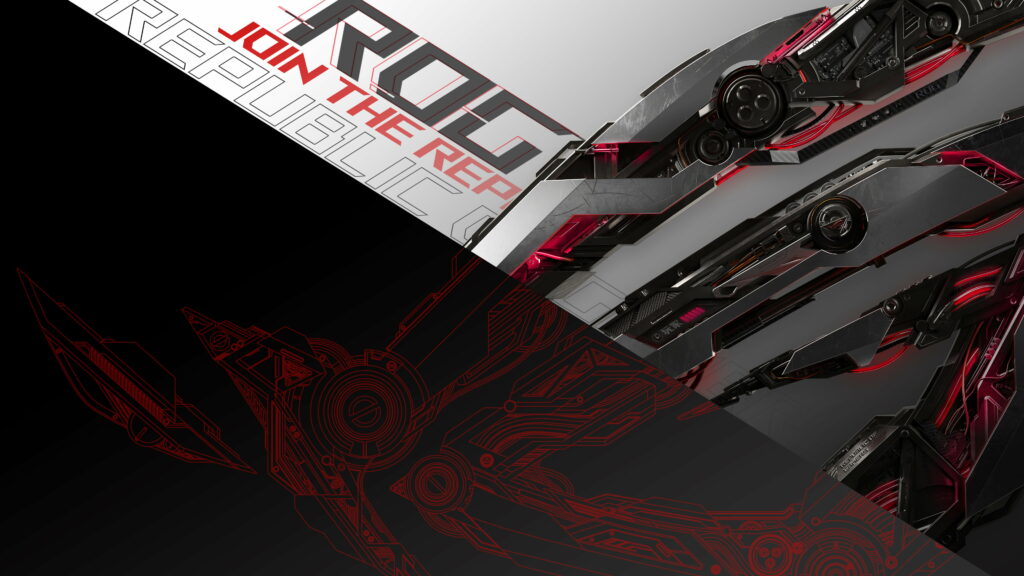 ROG Gaming in Black: A Red-Hued HD Wallpaper for Asus Enthusiasts