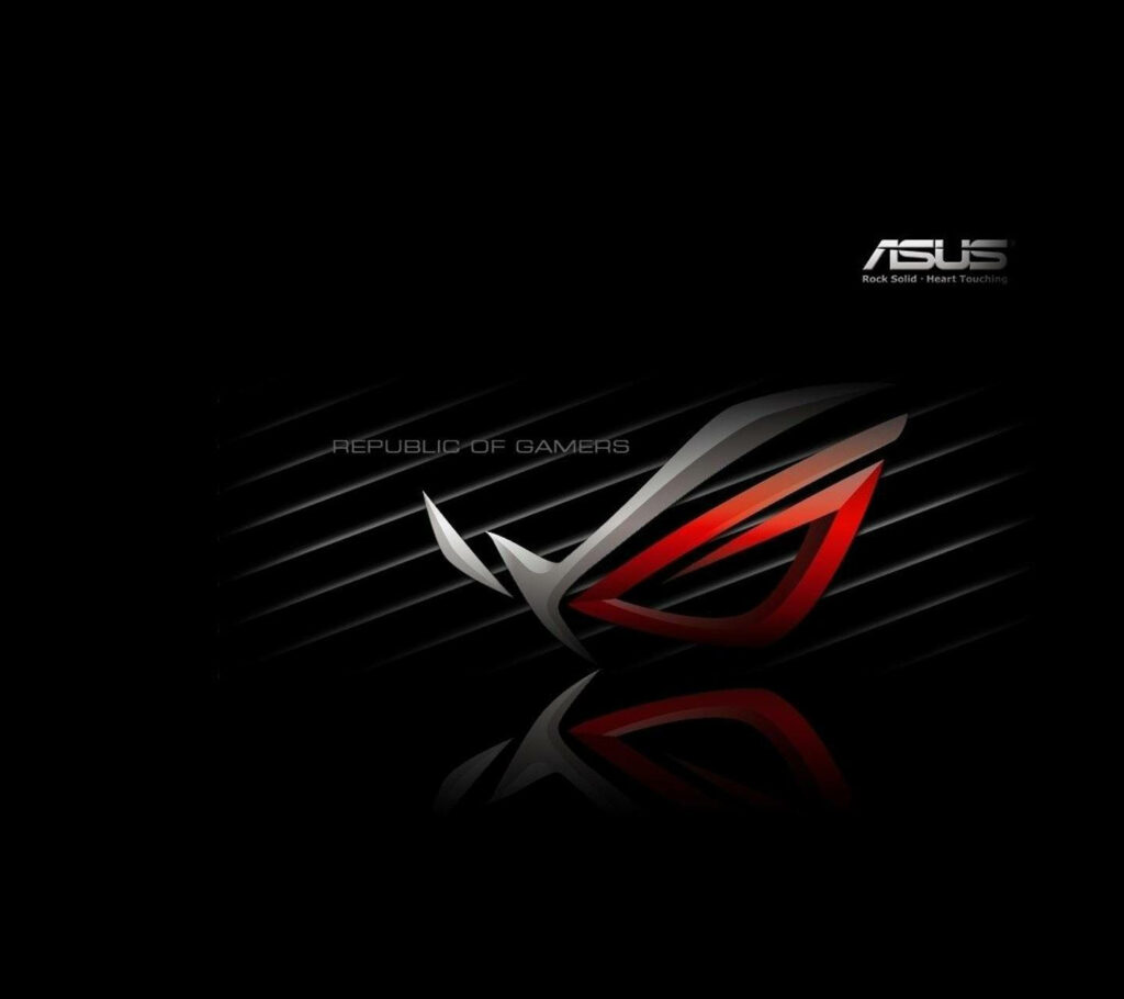 ASUS ROG logo on dark background with diagonal beams high-performance gaming wallpaper