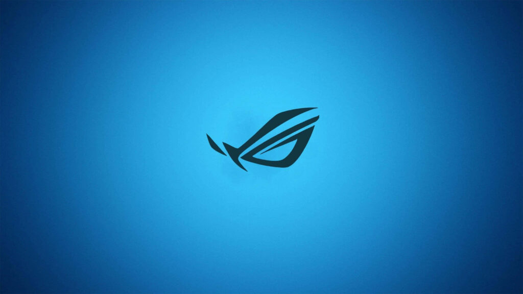 ASUS ROG wallpaper with vibrant blue background and iconic Republic of Gamers logo centered