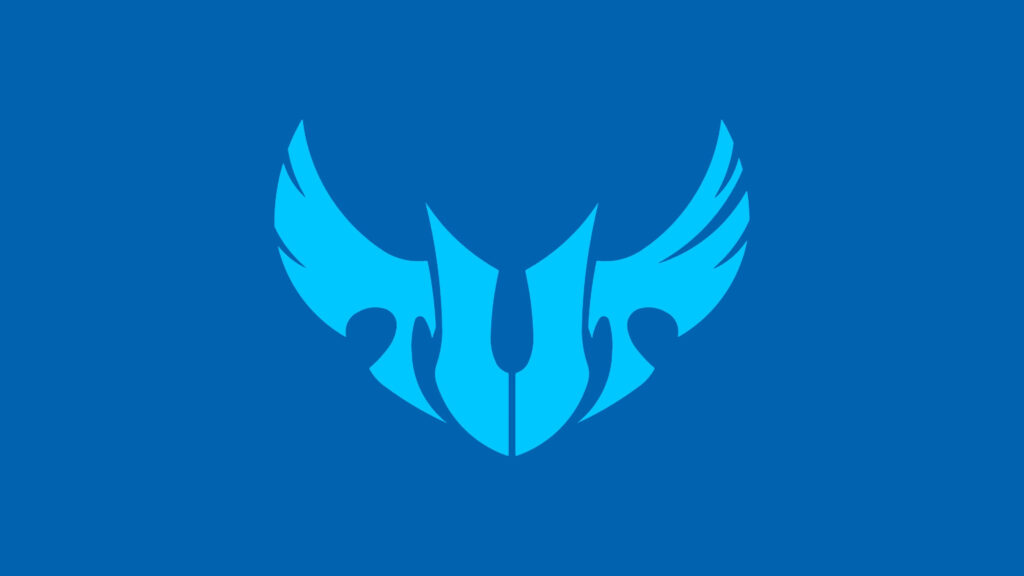 ASUS TUF Gaming logo in vibrant blue on matching blue background bold modern gaming wallpaper