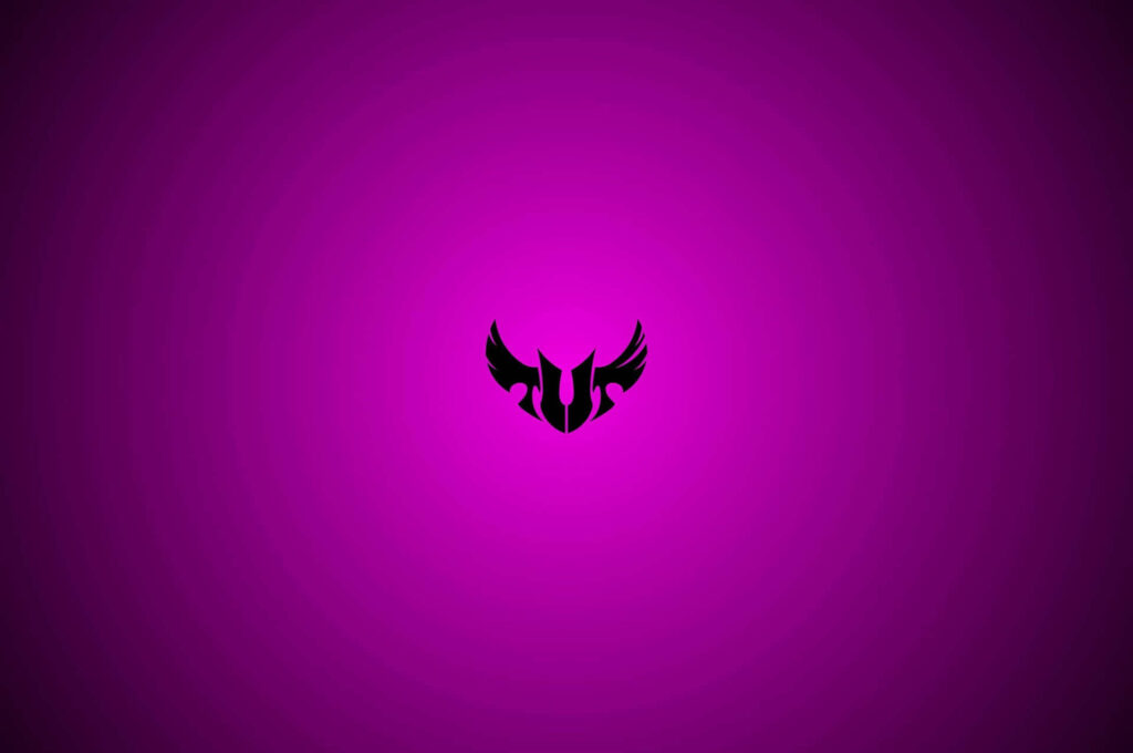 ASUS TUF Gaming logo centered on vivid purple background modern gaming wallpaper design