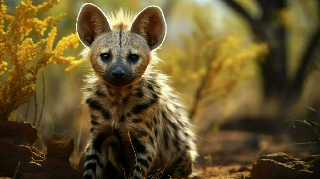 Aardwolf in Natural Habitat: Stunning Wallpaper with Earthy Tones