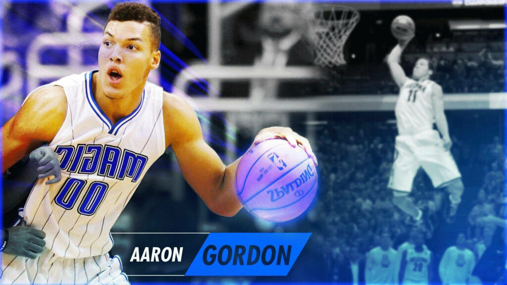 Aaron Gordon dynamic basketball action wallpaper showcasing Orlando Magic athleticism and skills