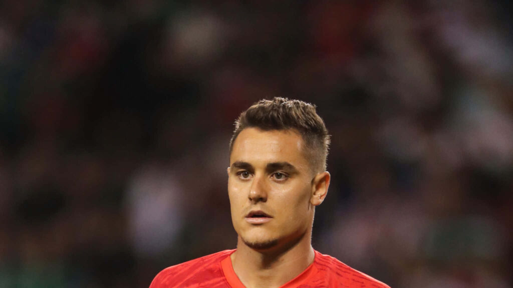 Aaron Long intense soccer portrait on field American defender star determination wallpaper