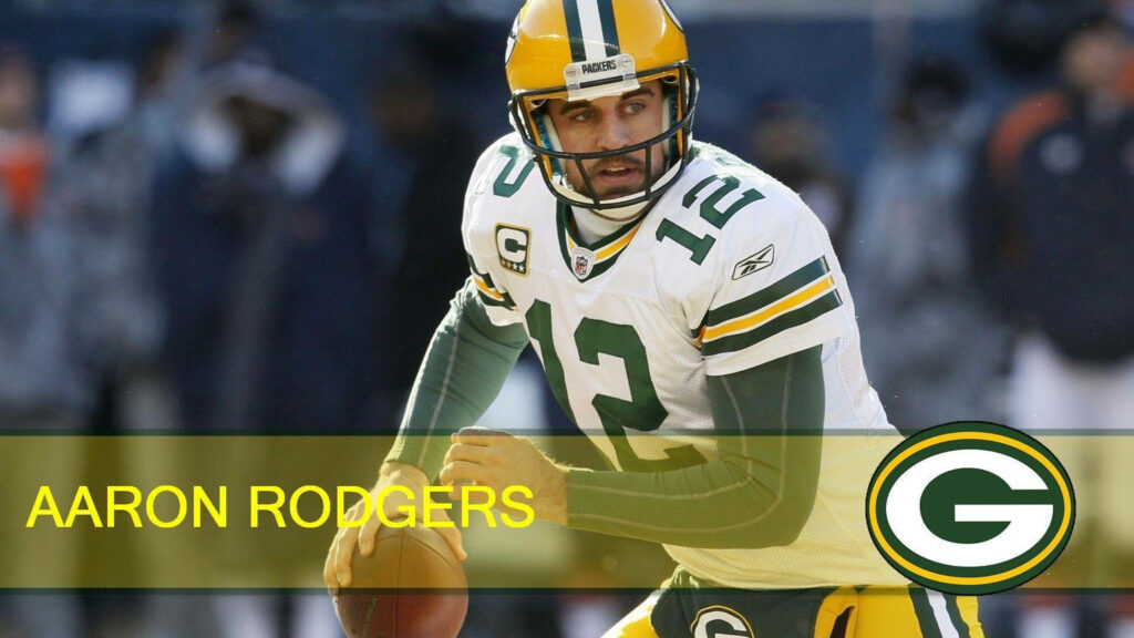 Aaron Rodgers Green Bay Packers quarterback in action wearing number 12 iconic uniform wallpaper