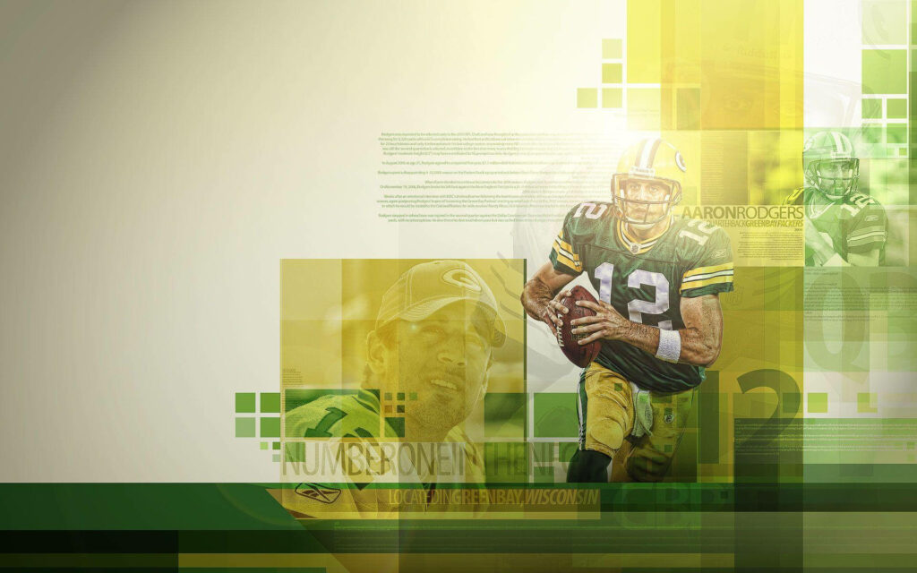 Aaron Rodgers in Green Bay Packers uniform focused dynamic athleticism Wisconsin wallpaper background