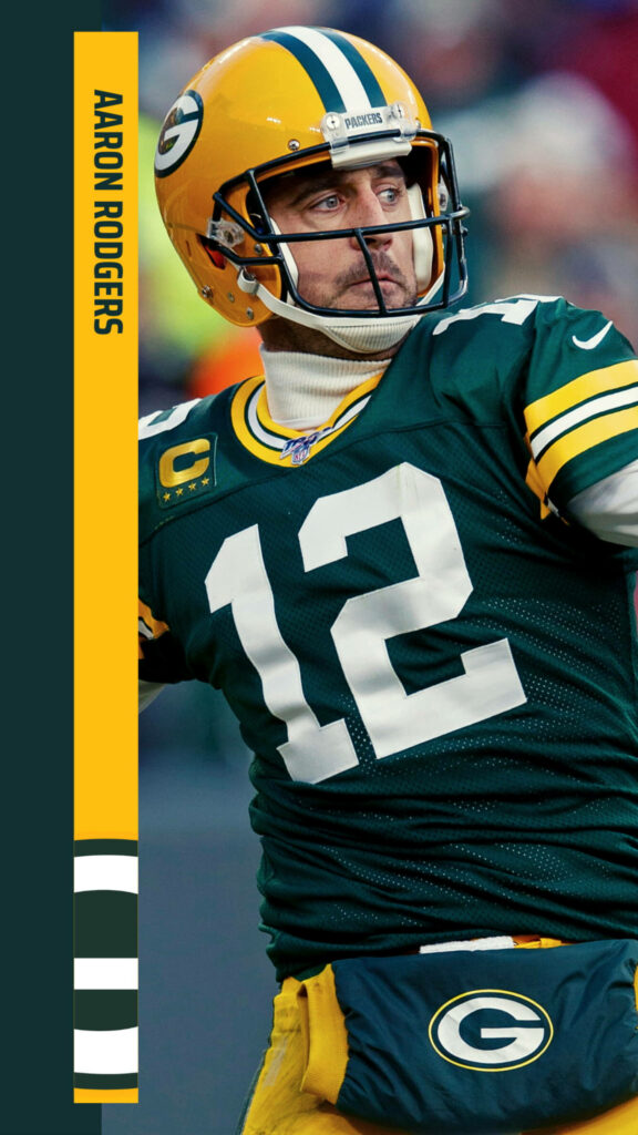 Aaron Rodgers Green Bay Packers quarterback name portrait wallpaper focused game-time expression