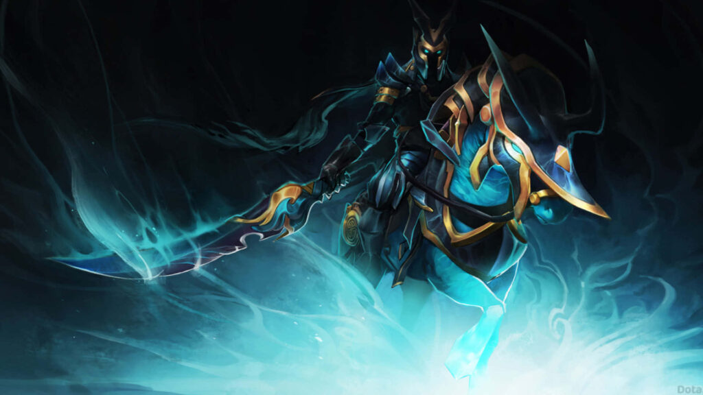 Dota 2's Radiant Rider: Abaddon Galloping amidst a Dazzling Light Show Wallpaper