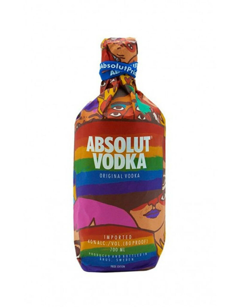Absolut Vodka Pride Edition bottle with vibrant rainbow artwork celebrating LGBTQ plus pride background Wallpaper