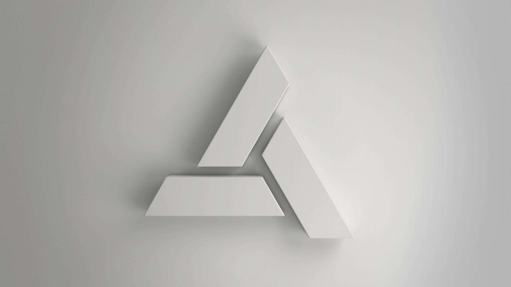 Sleek Abstergo Industries logo in minimalist style symbolizing advanced technology and futurism Wallpaper