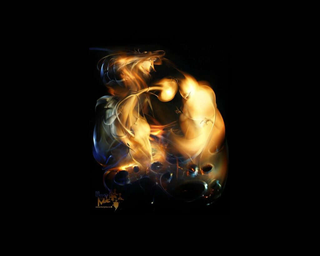 Abstract 1280x1024 Wallpaper: Fiery Light Forms on Dark Background