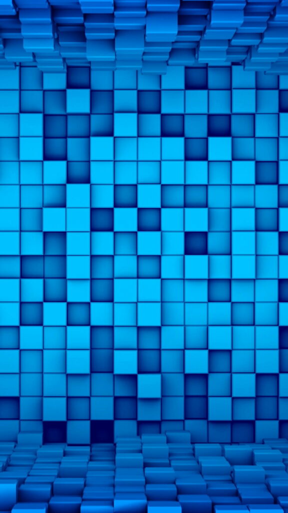 Immersive 3D Blue Blocks: Stunning HD Phone Wallpaper