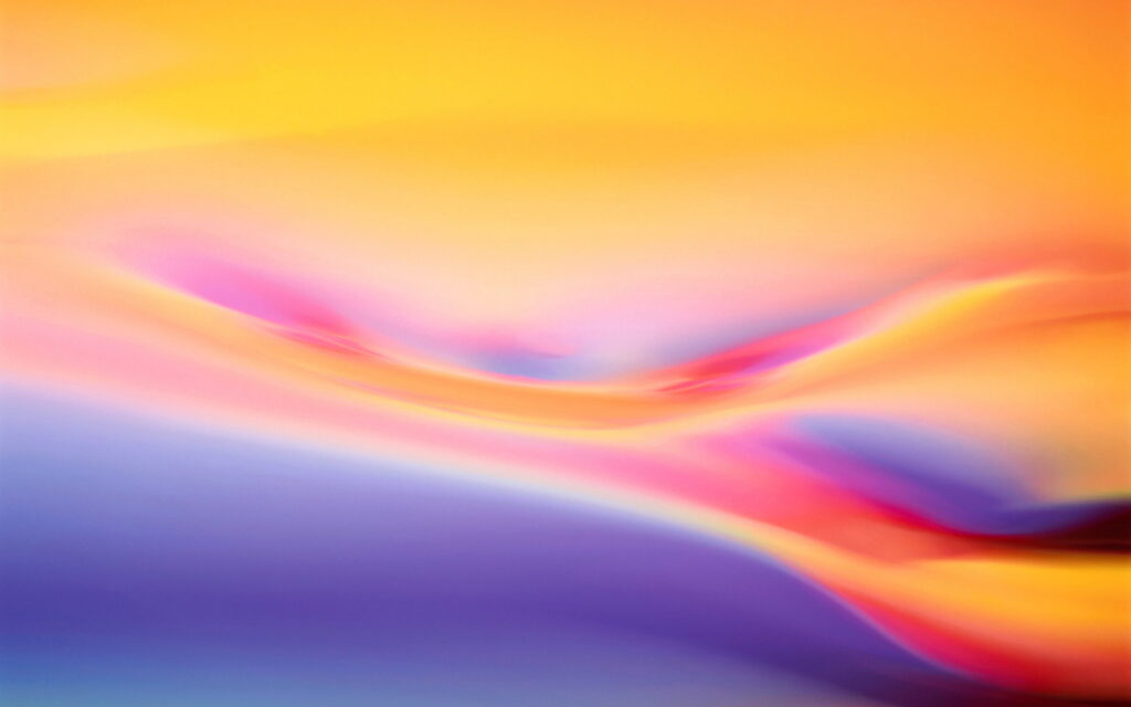 3D abstract wallpaper with flowing liquid waves in golden yellow pink and deep purple gradients