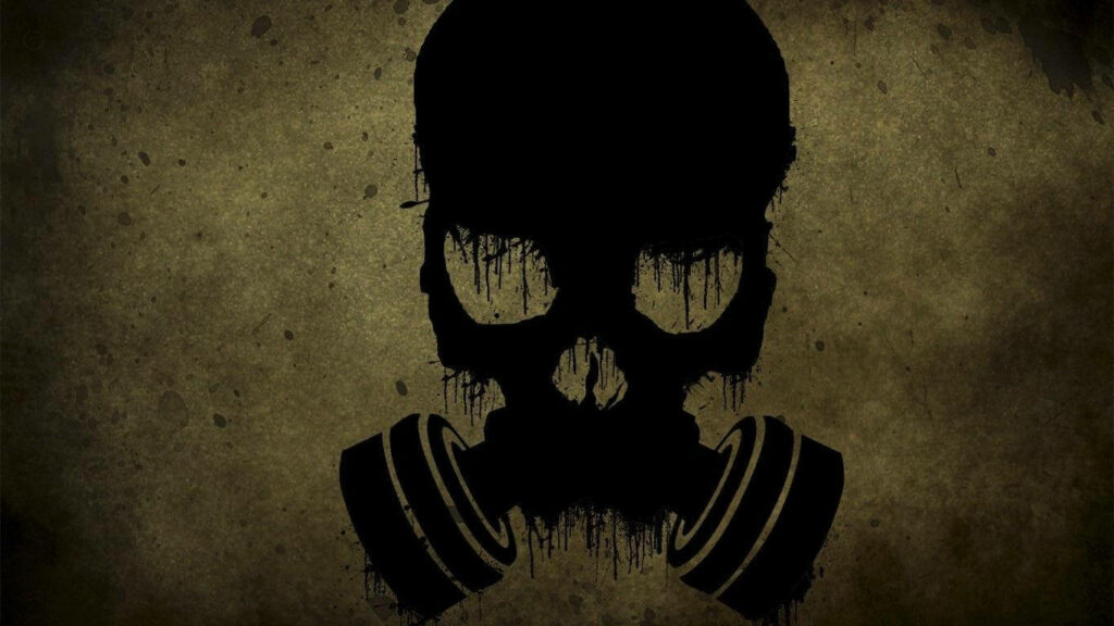 Abstract Gas Masked Skull in a Vibrant HD Background Wallpaper