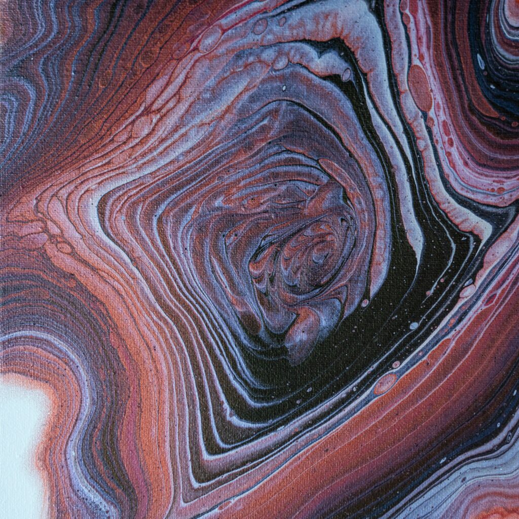 Abstract Acrylic Wallpaper in Red, White & Black with Textured Depth