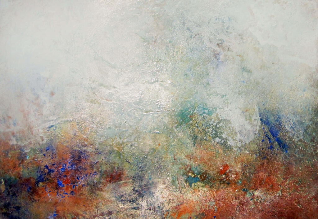 Dynamic Abstract Art Wallpaper: Earthy & Cool Tones Background