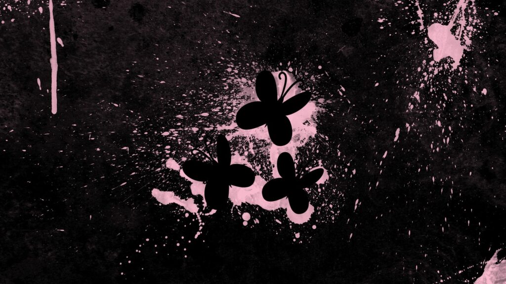 Abstract Black Butterflies on Dark Textured Background Wallpaper 1920x1080