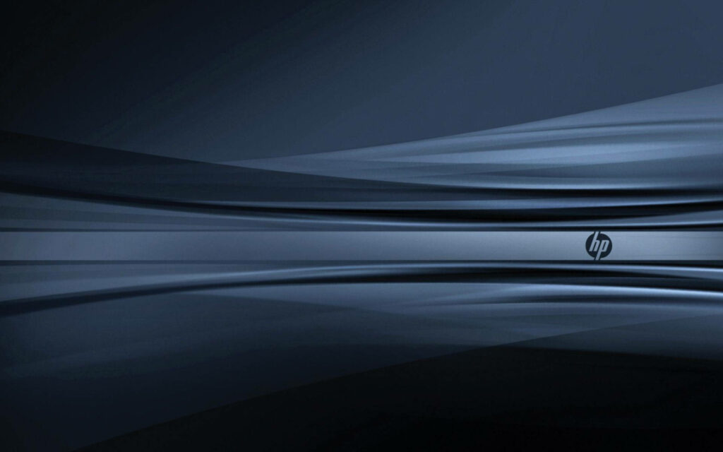 Abstract Black Lines Frame the Classic HP Logo on Desktop Wallpaper