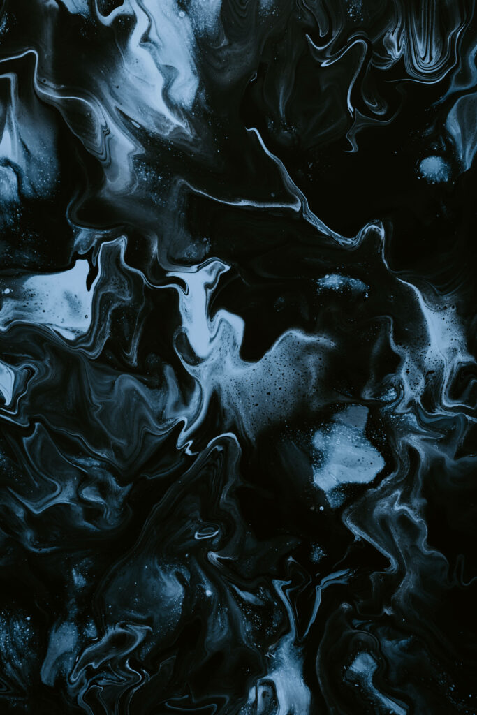 Abstract Black Wallpaper with Fluid, Drip Painting Patterns