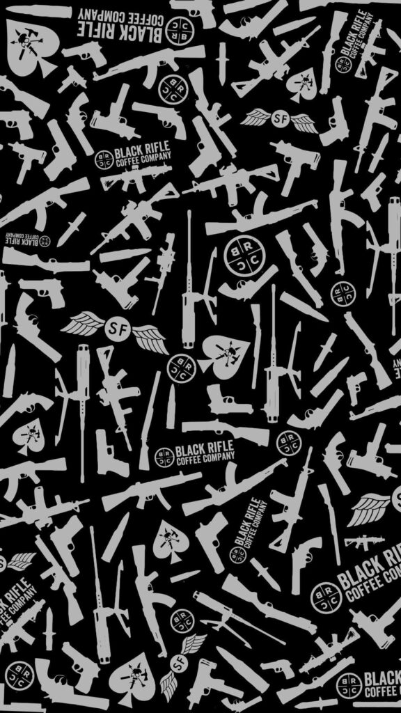 Bold Black & White Abstract Wallpaper with Firearm Silhouettes