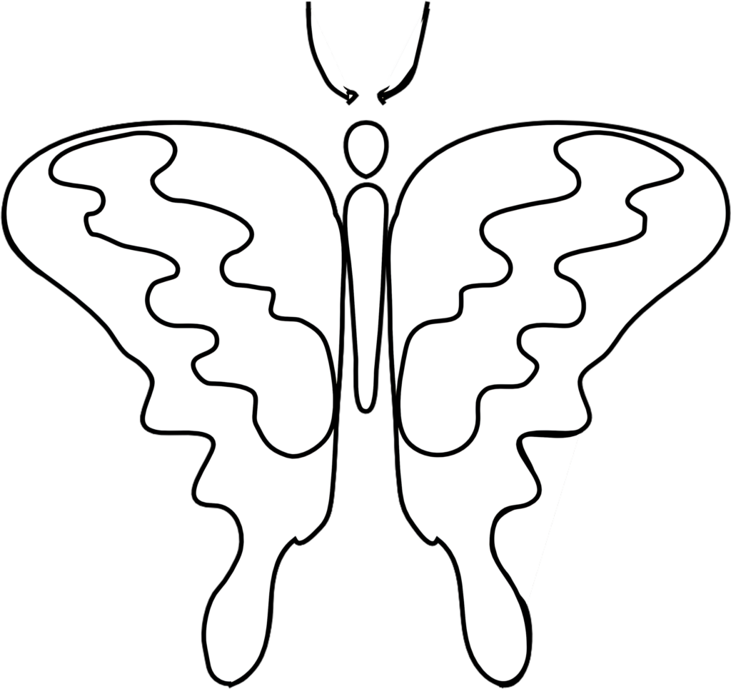 Abstract Black and White Butterfly Wallpaper with Wavy Lines