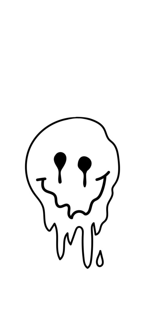 Unique Black and White Dripping Smiley Face Wallpaper for Modern Spaces