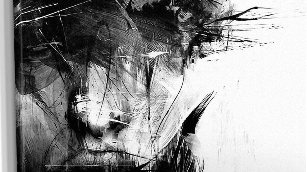 Abstract Black and White Face Wallpaper: Bold Art and Texture