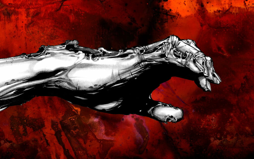 Eerie Elegance: A Captivating Abstract of a Black and Red Dead Hand Wallpaper