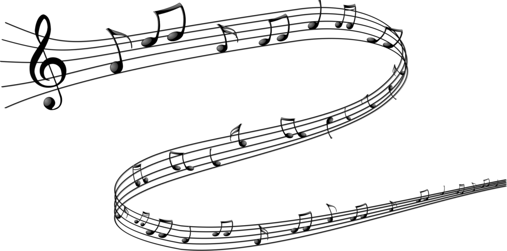 Abstract Musical Notes Wallpaper - Fluid Black & White Design PNG