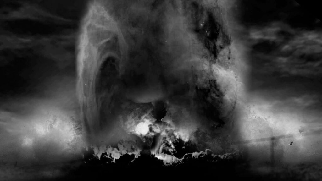 Abstract Black and White Wallpaper with Smoky Clouds Background