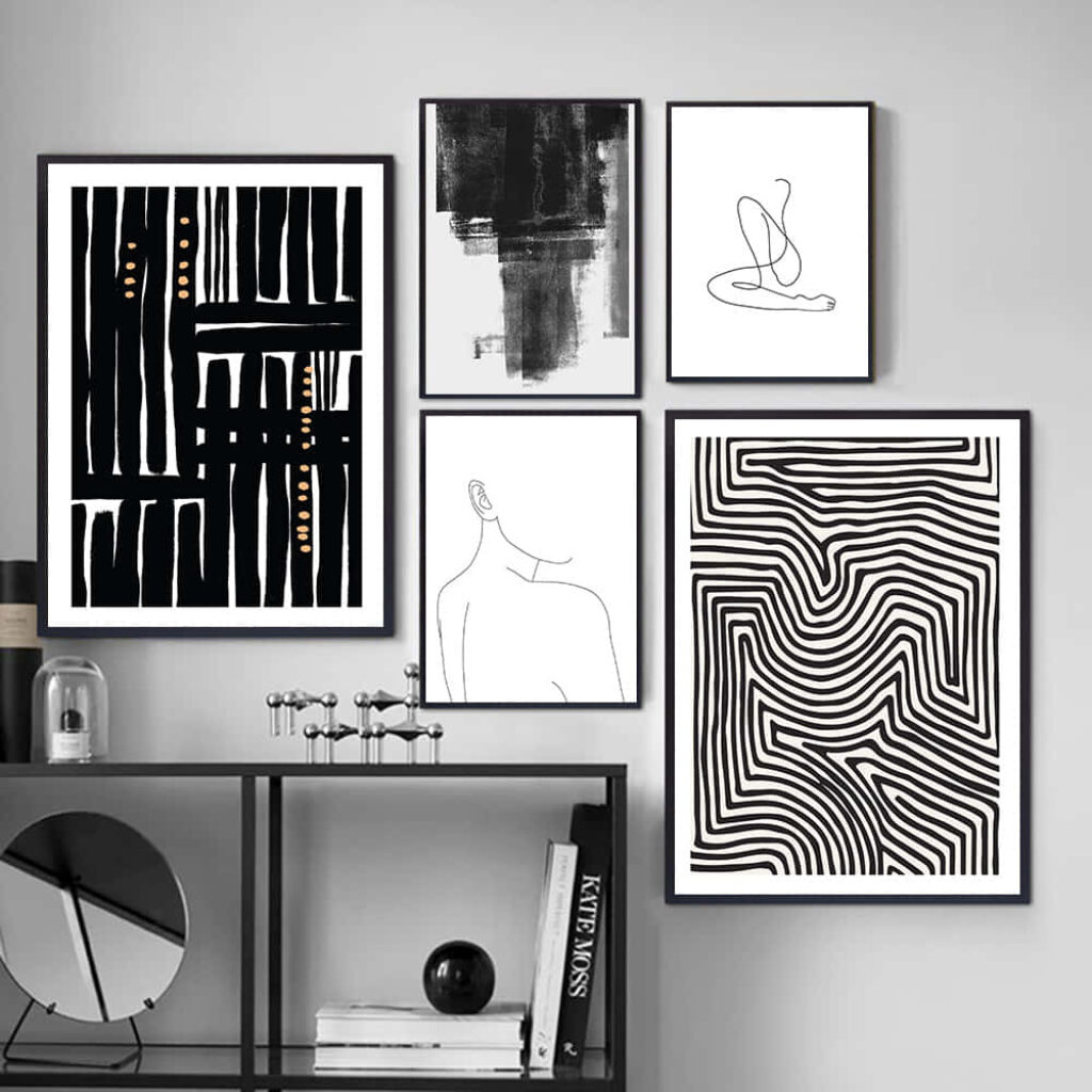 Elegant Black and White Abstract Wallpaper for Modern Spaces