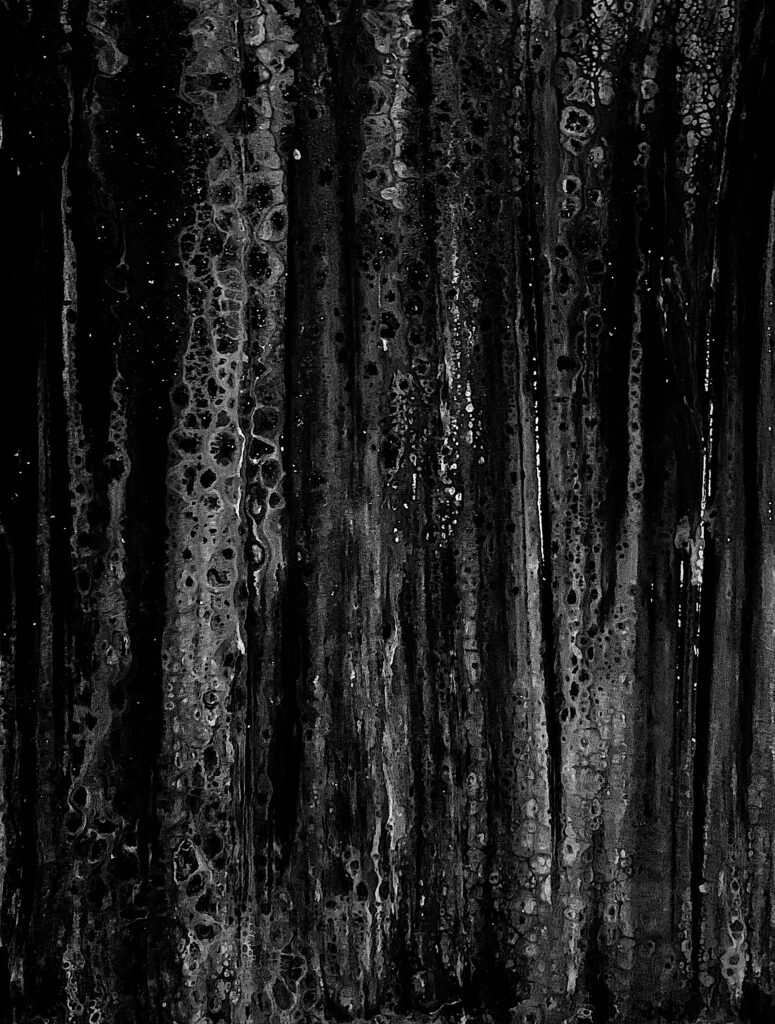 Abstract Black and White Wallpaper with Textured Fluid Patterns