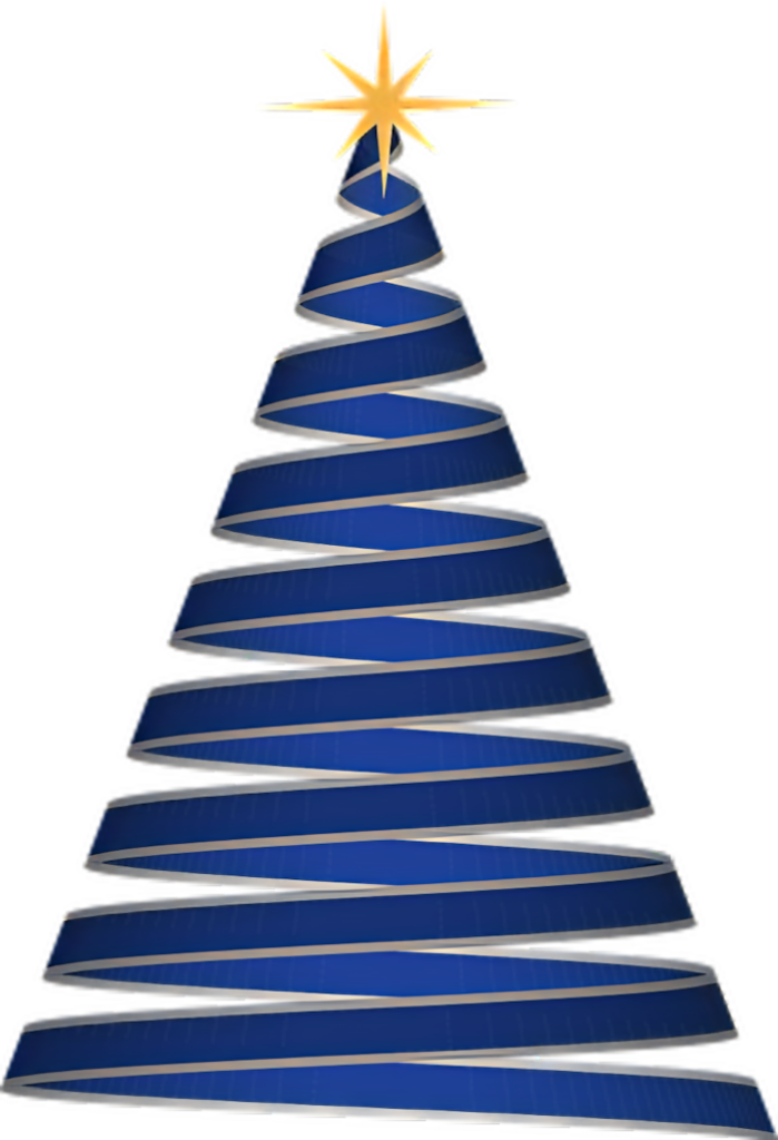Abstract Blue Christmas Tree Wallpaper with Golden Star Accent