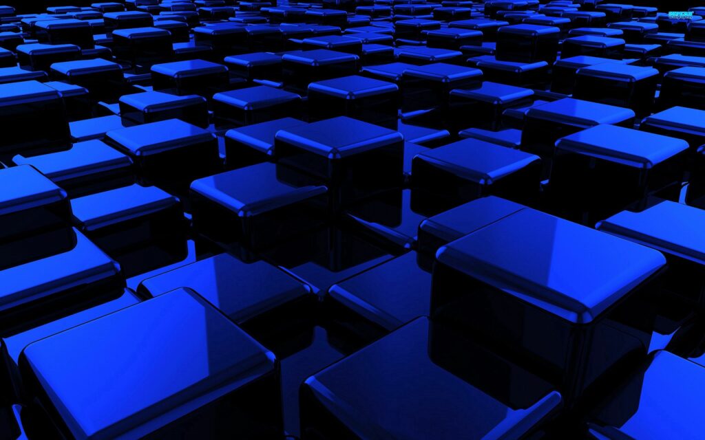 Glossy Blue Cube Wallpaper - 2560x1600 Abstract Background Design