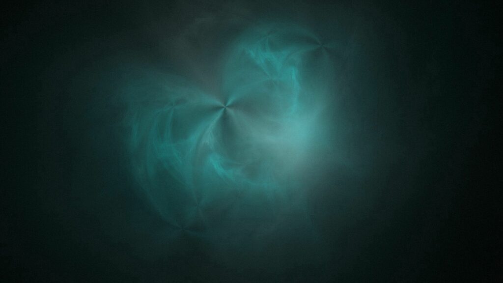 Abstract Dark Wallpaper with Ethereal Blue-Green Smoke Design