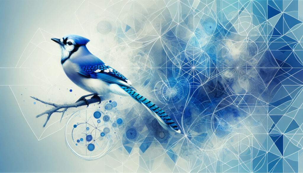 Abstract Blue Jay Wallpaper: Geometric Art & Swirling Blue Hues