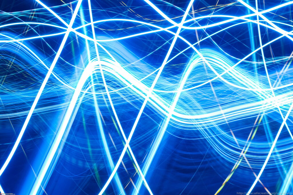 Abstract Network of Luminous Blue Neon Connections: Mesmerizing 5K Wallpaper Background