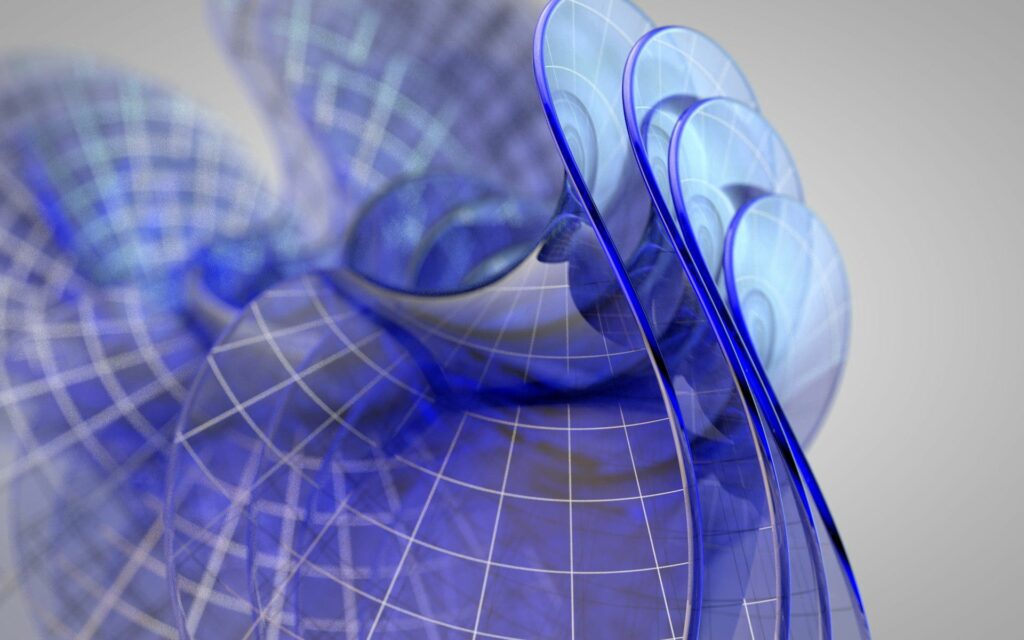 Stunning Abstract Blue Shapes Wallpaper with Grid Patterns