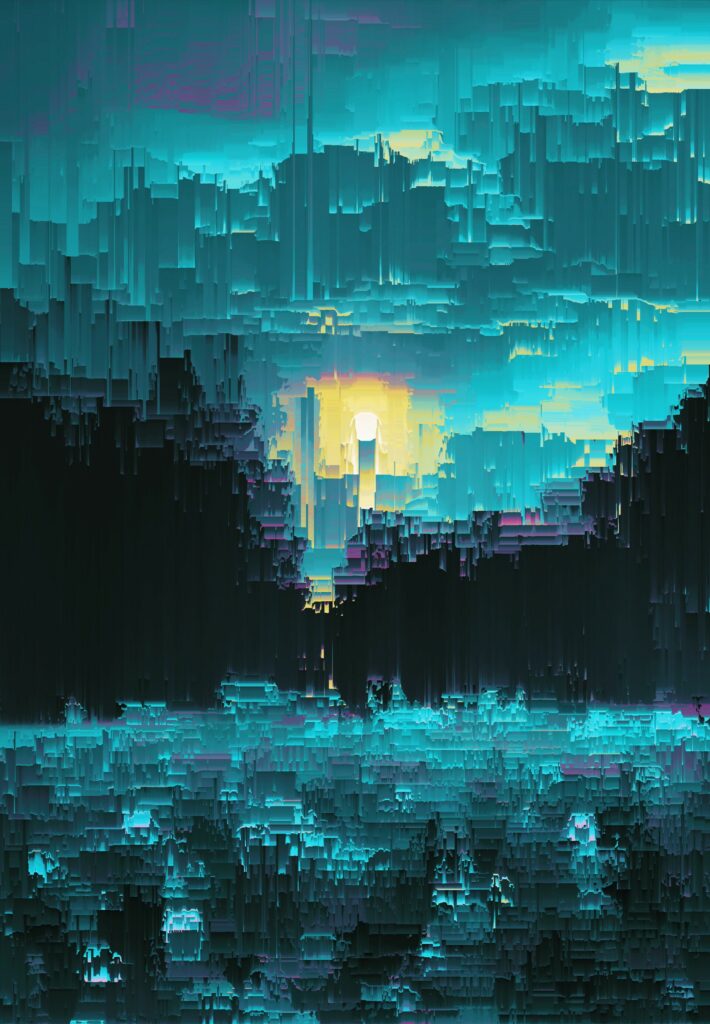 Abstract Blue Wallpaper: Striking Digital Glitch Design Background