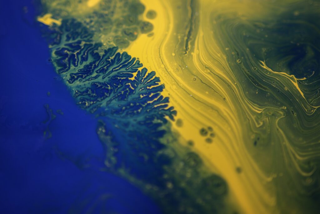 Fluid Blue & Yellow Abstract Wallpaper - Liquid Art Background Design