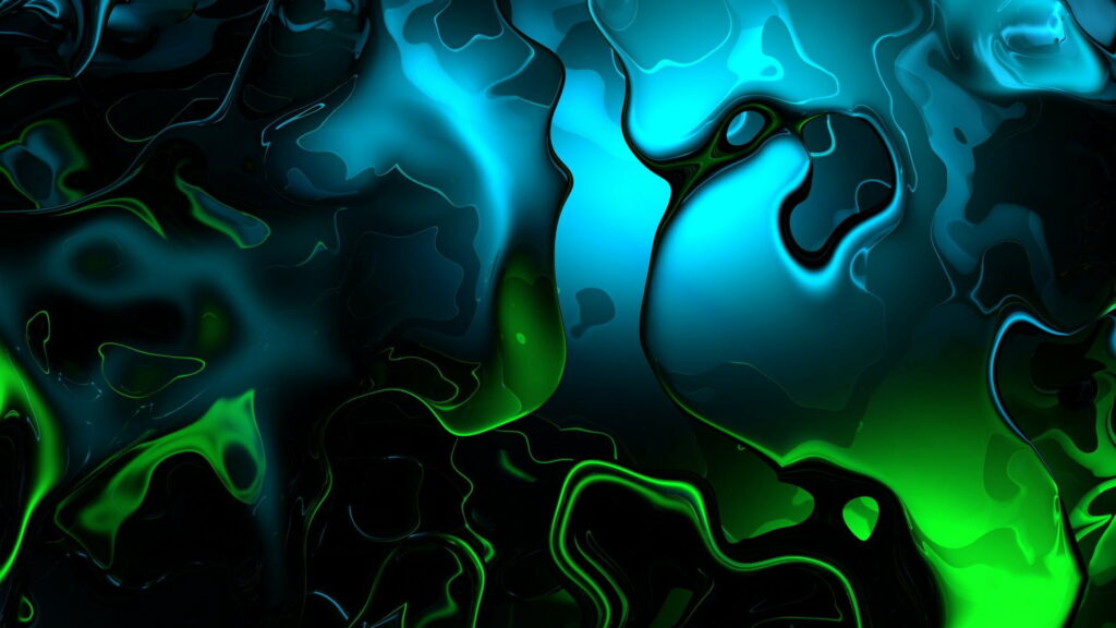 Fluid Fusion: A Mesmerizing HD Wallpaper of Vibrant Blue-Green Art Abstraction