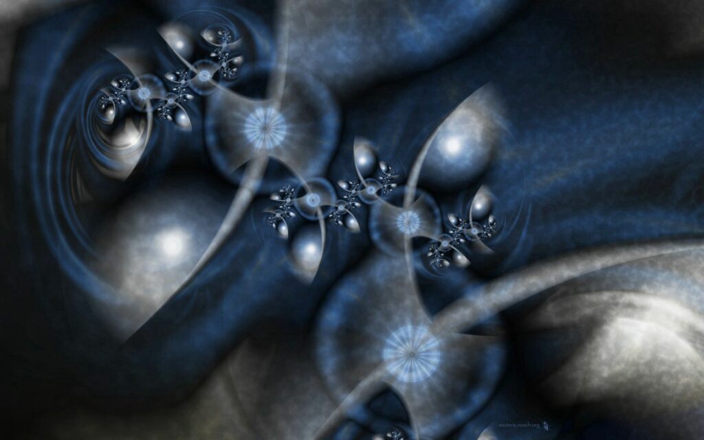 Abstract Blue and White Wallpaper with Intricate Patterns & Light Effects