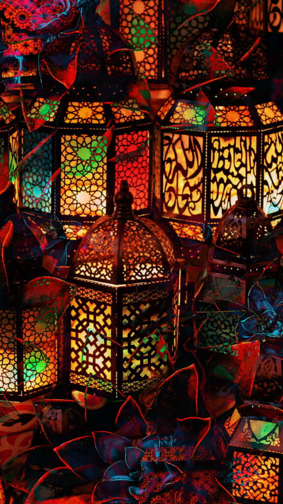 Colorful Arabian Floral Flourish: Abstract Boho Blend for HD Phone Wallpaper Background