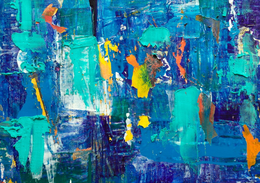 Vibrant Abstract Interplay: An Energetic Symphony of Brushstrokes on Canvas Wallpaper