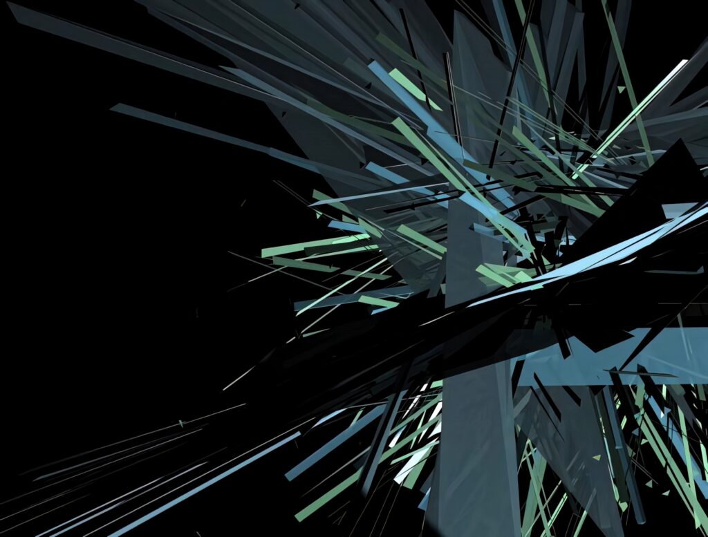 “Vibrant 4K Abstract Glass Shards on Black Background Wallpaper”
