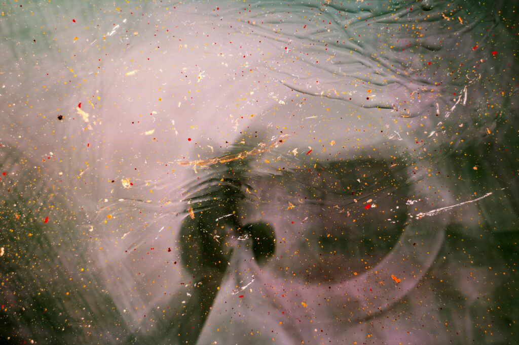 Abstract Colorful Wallpaper: Dreamy Paint Stains on Glass Background