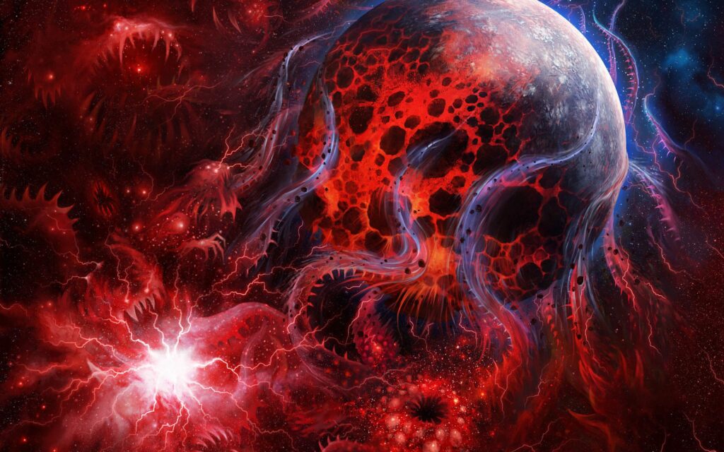 Stunning 2560x1600 Abstract Cosmic Wallpaper in Rich Red Hues